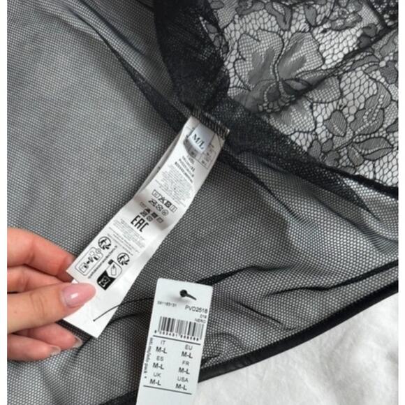 NWT Intimissimi Iconic Beauty Tulle and Lace Elegant Robe - Black Women's sz M/L - Picture 8 of 9